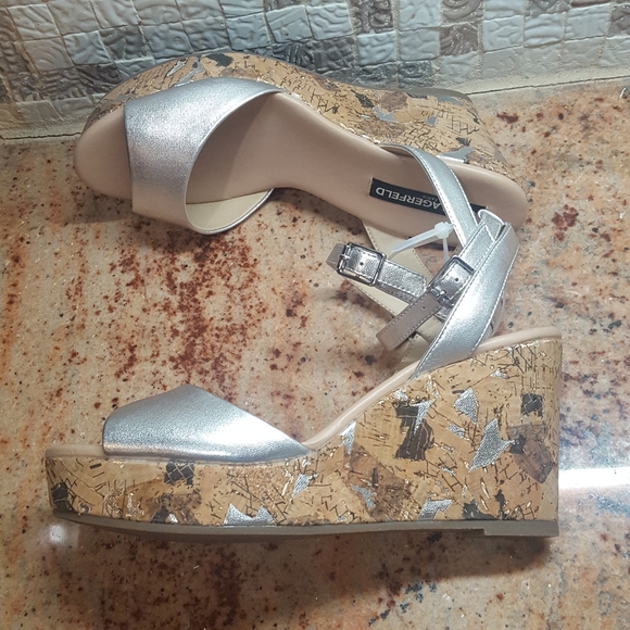 Karl Lagerfeld carin wedge silver sandal - Picture 5 of 8